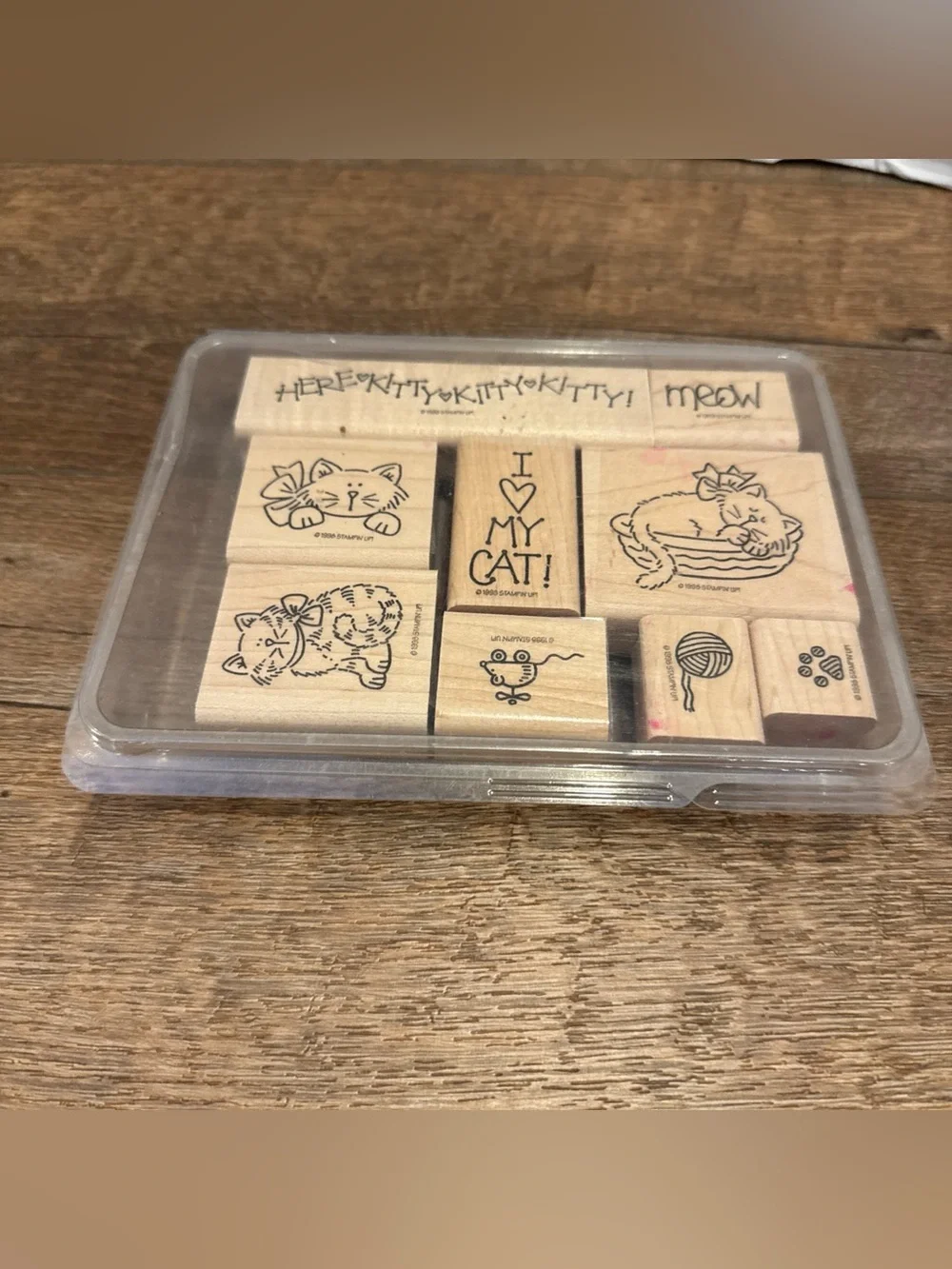 STAMPIN UP Meow Meow 9 Rubber Stamps Cats Sleeping Love - NEW